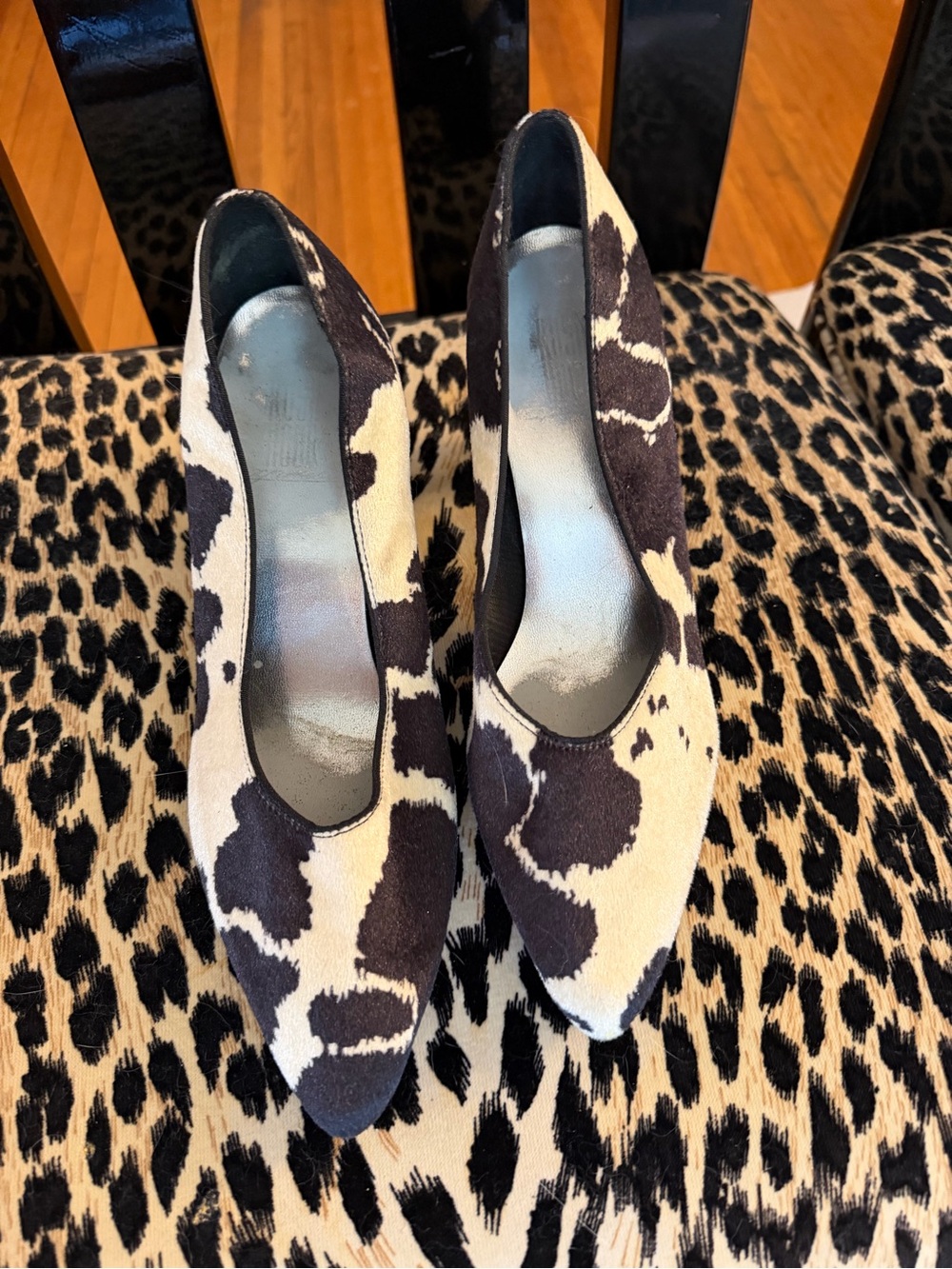 Vintage Rush Hour Cow Print Pointed Toe Heels